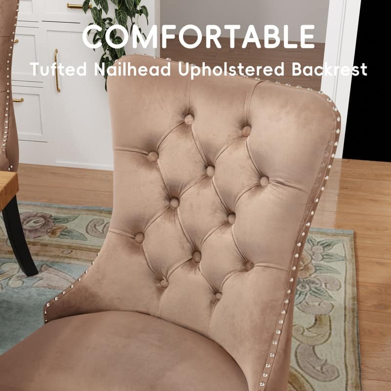 Solid Wood Velvet Upholstered Dining Chair Set of 4