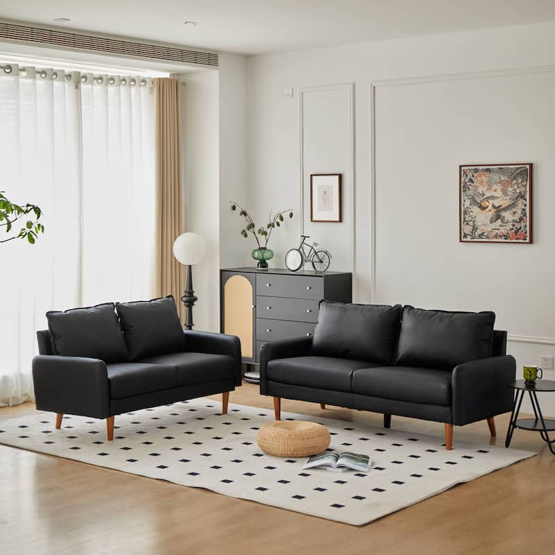 Faux leather 2 Piece Loveseat and Sofa Living Room Set