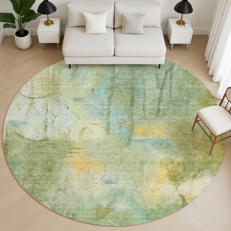 Premium Washable Super Soft Abstract Glam Mayfield Rug - Sage - 8' x 8'
