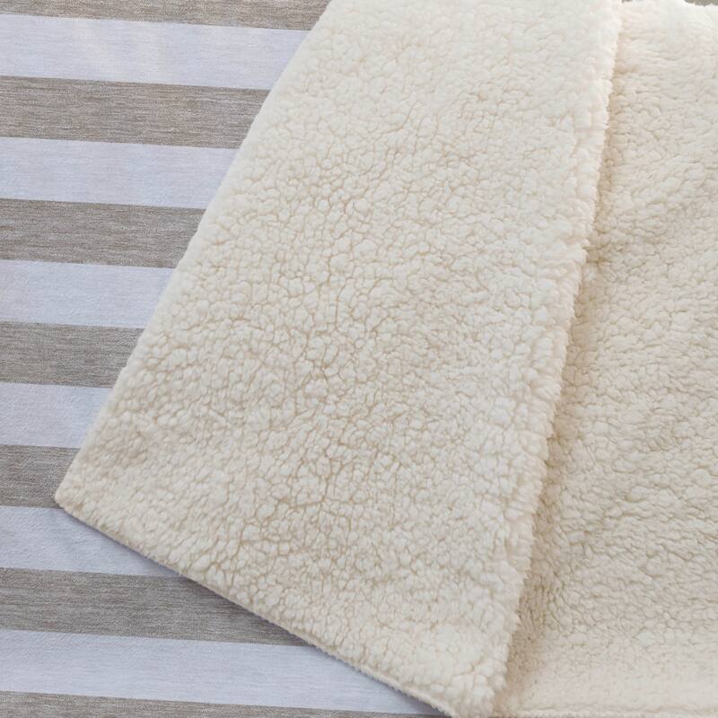 Premium Machine Washable Modern Stripes Sherpa Throw Blanket