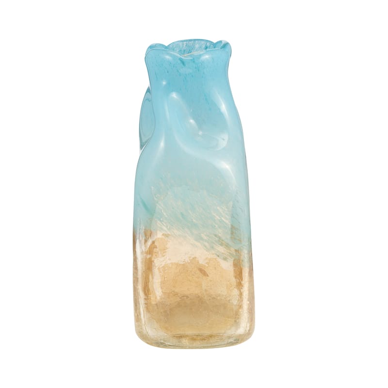 Sagebrook Home Artisan Glass Teal and Apricot Coastal Vase
