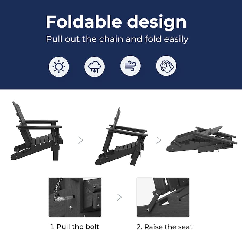 Outdoor HDPE Folding Classic Adirondack Chair All-Weather