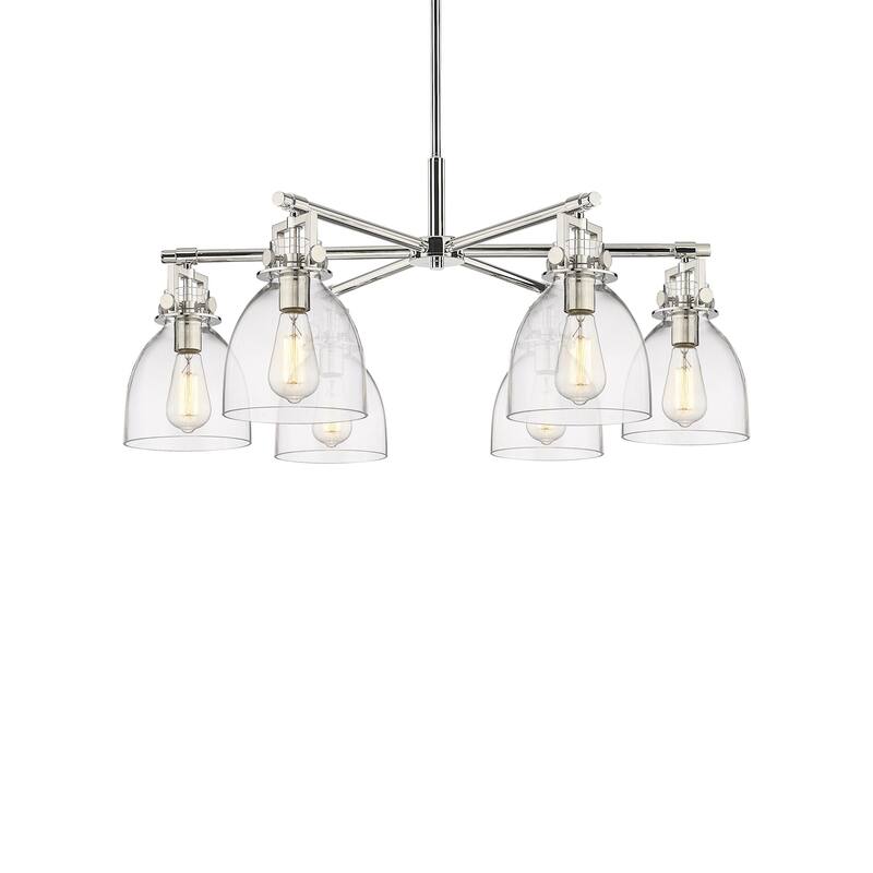 Innovations Lighting 411-6CR-16-26 Newton Bell Chandelier Newton Bell - Polished Nickel / Clear