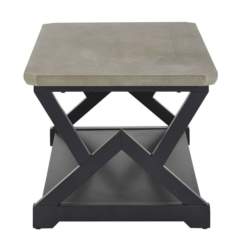 Brasov Black Finish Light Grey Fiber Cement Top Table by iNSPIRE Q Modern
