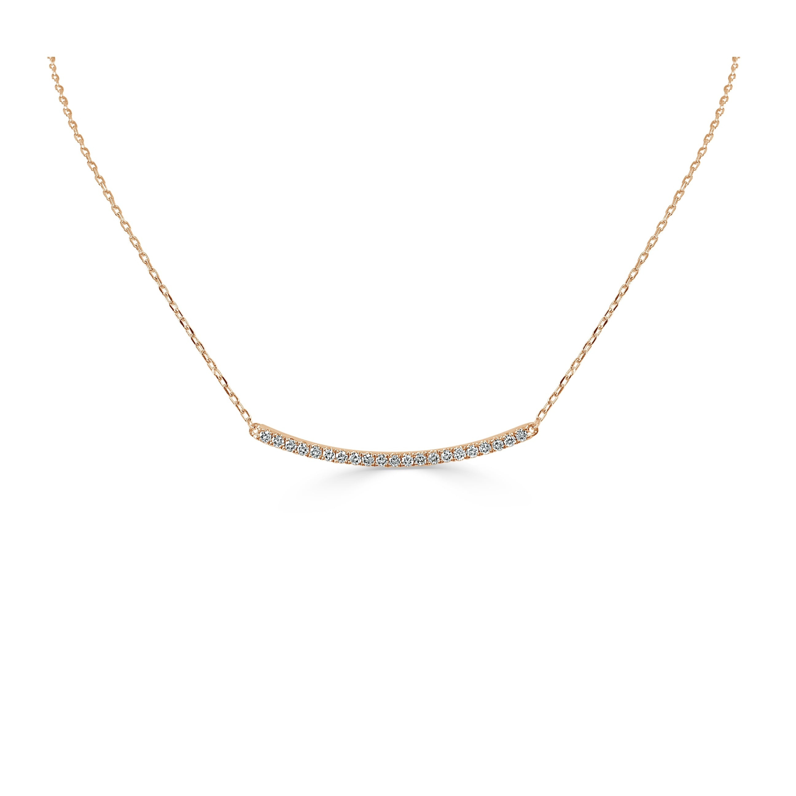 Joelle Collection Diamond Bar Necklace - Horizontal Diamond Bar With 14K Gold Chain Available in Rose, White, Yellow