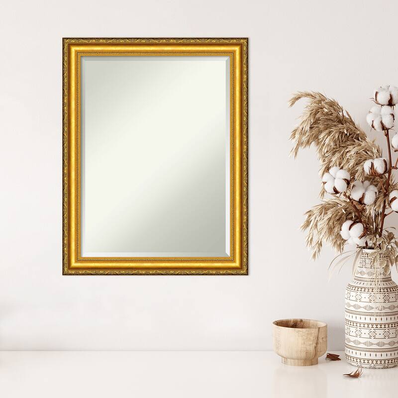 Beveled Wood Wall Mirror - Colonial Embossed Gold Frame