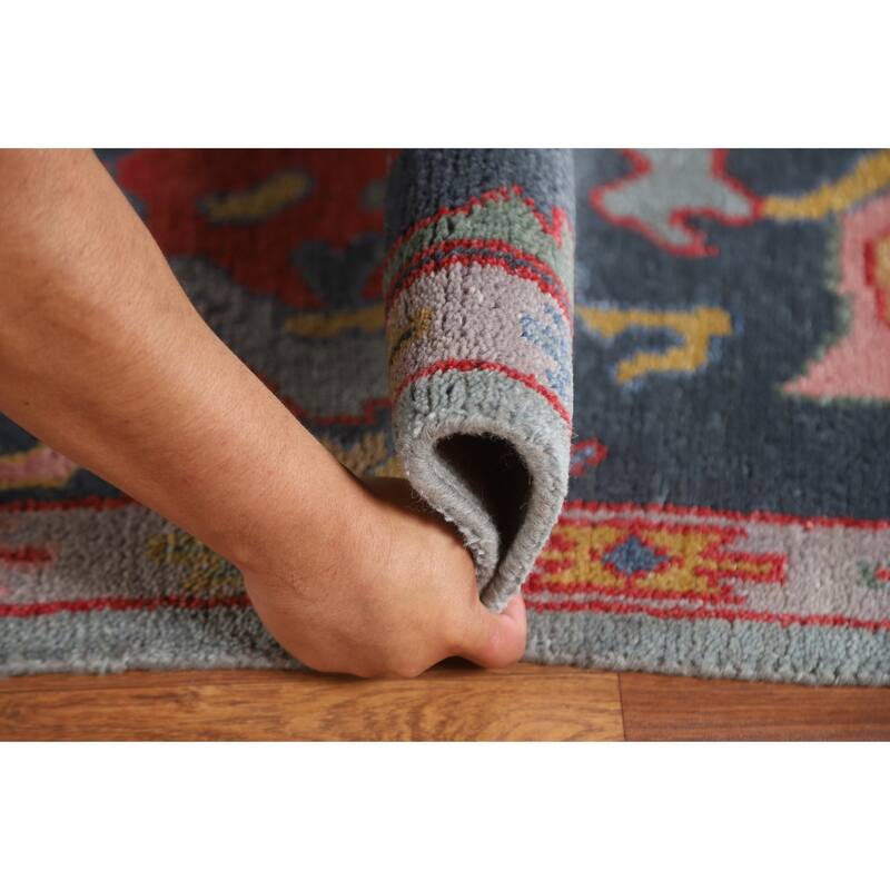 Indian Oushak Oriental Area Rug Hand-Knotted Wool Carpet - 8'2"x 9'9"