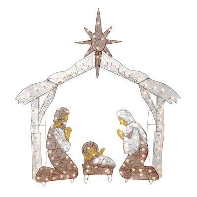 National Tree Company 55 in. Pre-lit Nativity Scene Outdoor Decoration - White - 55 in