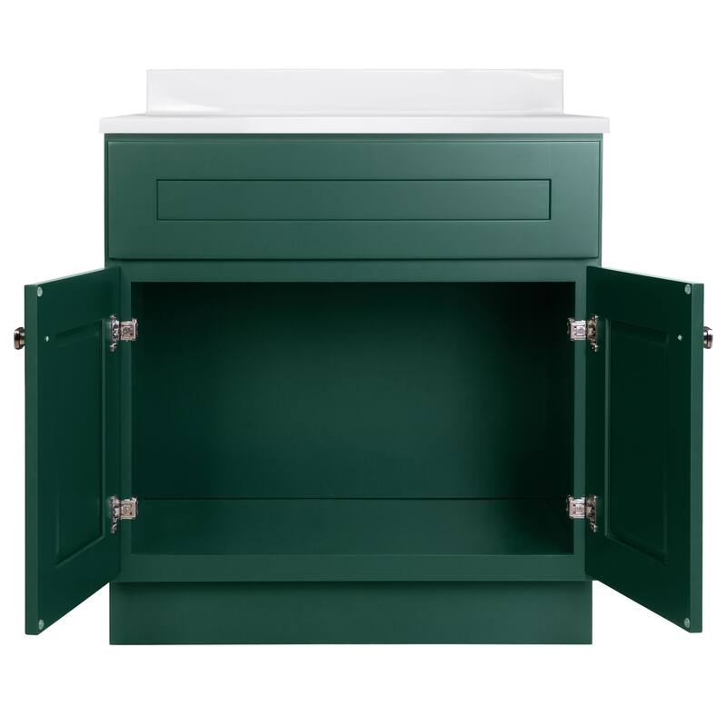 Brookings 31 Inch Assembled Bath Vanity with Solid White Top