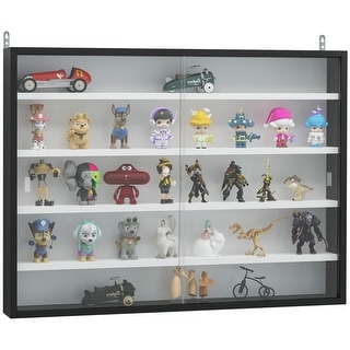 Wall Mounted Display Cabinet with Glass Sliding Doors and Adjustable Shelves - 31.5" W x 3.75" D x 23.5" H