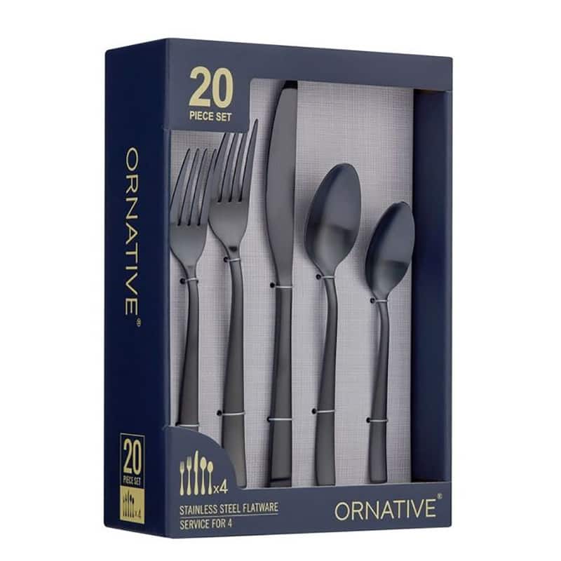 Ornative Lola 18/0 Stainless Steel 20 Pieces Flatware Set - 10.63" H x 6.69" W x 2.76" D