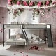 preview thumbnail 1 of 6, Twin Over Full L-Shaped Bunk Bed,Twin Loft Bed,Built-in Desk for Bedroom Black