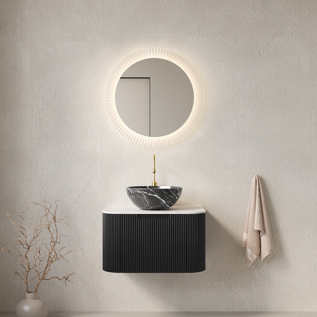 Vanity With Sink, Wall-Mounted Bathroom Storage Cabinet With Drawer,Bowl Ceramic Basin With Stone Pattern