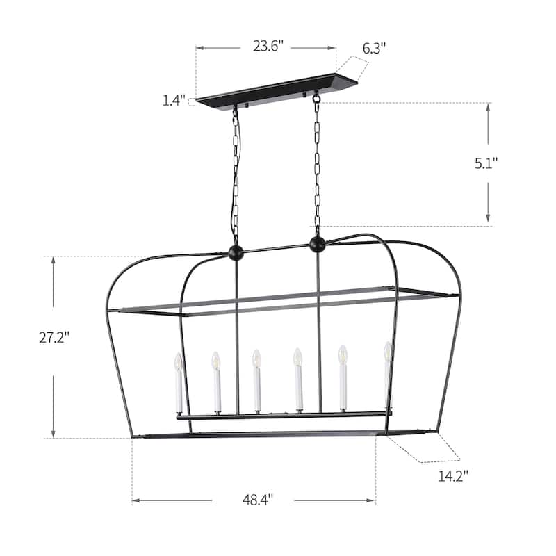 Linear Lantern 6-Light Foyer Debonair Island Chandelier Candle - N/A