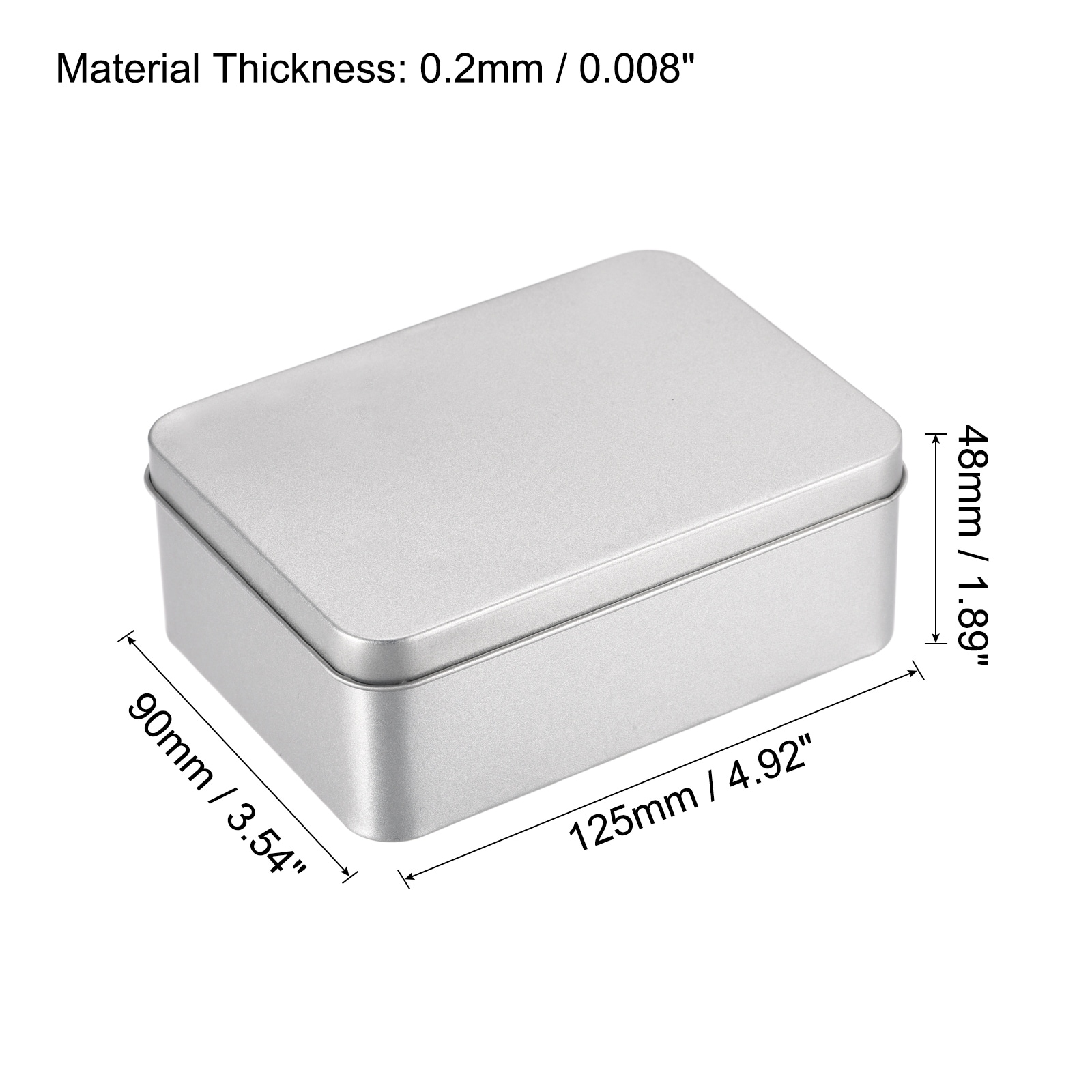 Metal Tin Box, 4.53 x 3.35 x 0.87 Containers with Clear Lids, Silver Tone