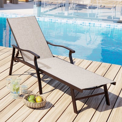 VredHom Outdoor Aluminum Adjustable Chaise Lounge Chairs - 76.18" L ×21.1" W ×13.8" H