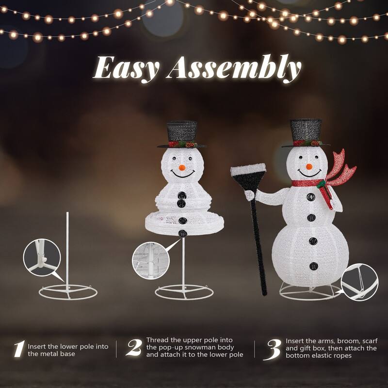 5FT Lighted Collasipble Snowman with Groom Snowman Christmas Yard Decoration