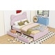 preview thumbnail 28 of 30, Full Size Upholstered Platform Bed with Cartoon Ears Shaped Headboard and 2 Drawers
