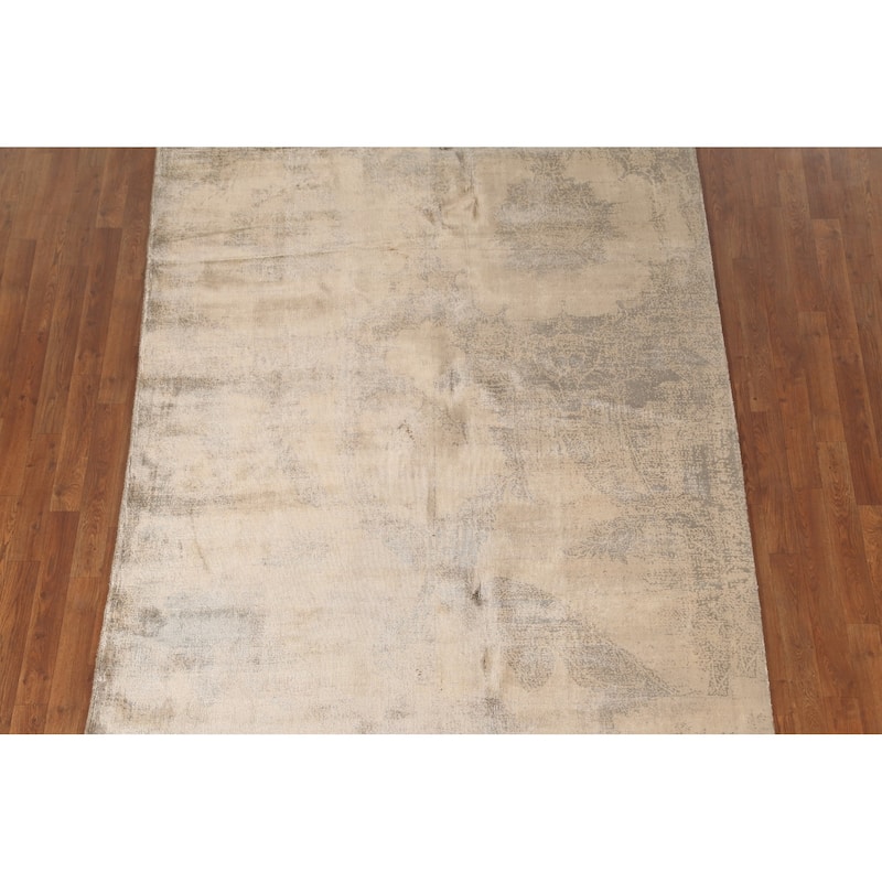 Yellow Abstract Modern Area Rug Handmade Wool Carpet - 5'8"x 7'11"