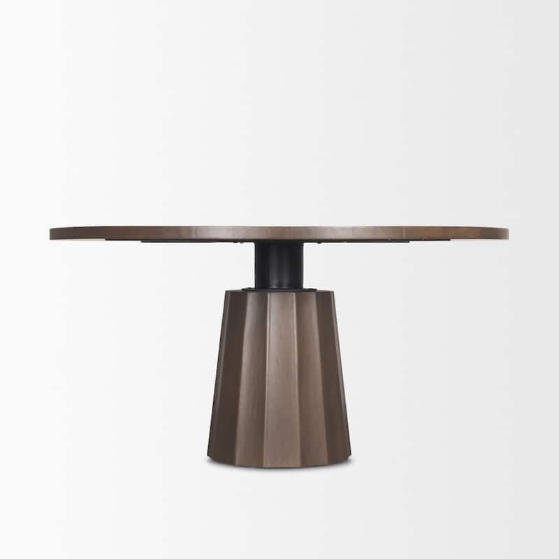 Swanson 60" Dark Brown Wood Round Pedestal Dining Table - 60.0L x 60.0W x 30.0H