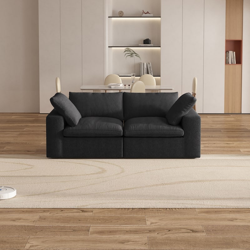 80'' Linen Upholstered Loveseat Sofa Sectional Couch - Dark Charcoal