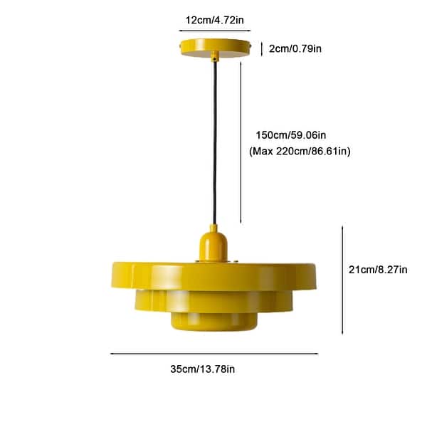 dimension image slide 1 of 3, Industrial Adjustable Chandelier 1-Light Pendant Light with 3-Layer Metal Shade, Vintage Hanging Lamp for Living Room