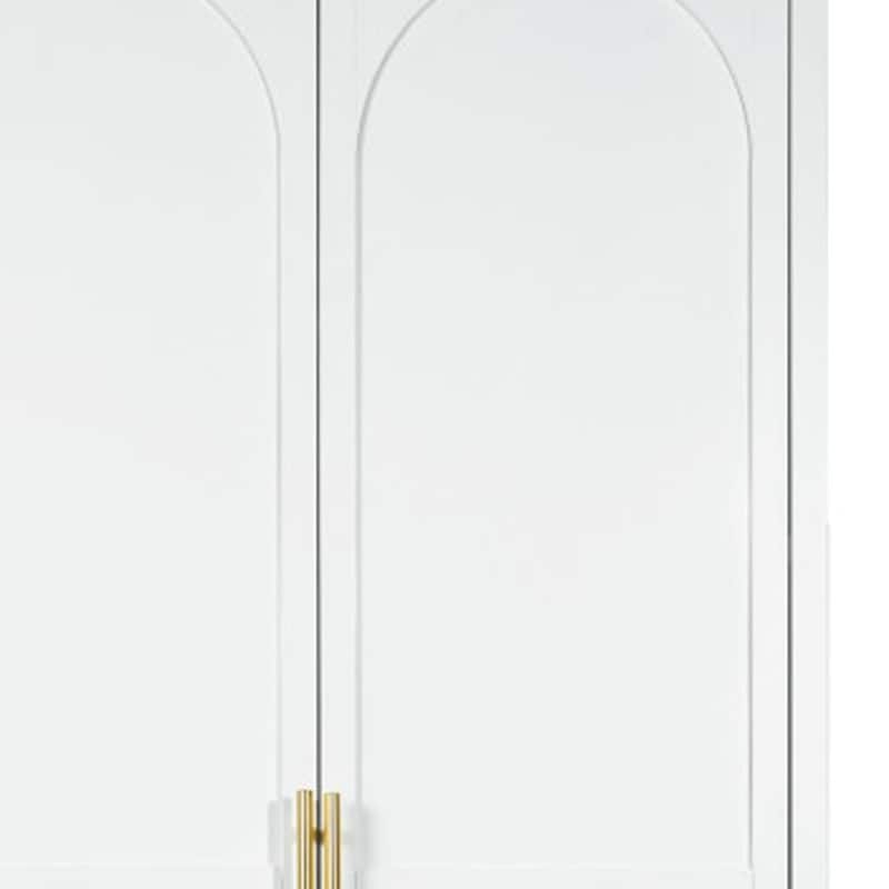 HomeRoots 71" White Steel Pantry Or Storage Closet With Arched Panel Doors - 31.50 in. x 70.87 in. x 15.75 in.