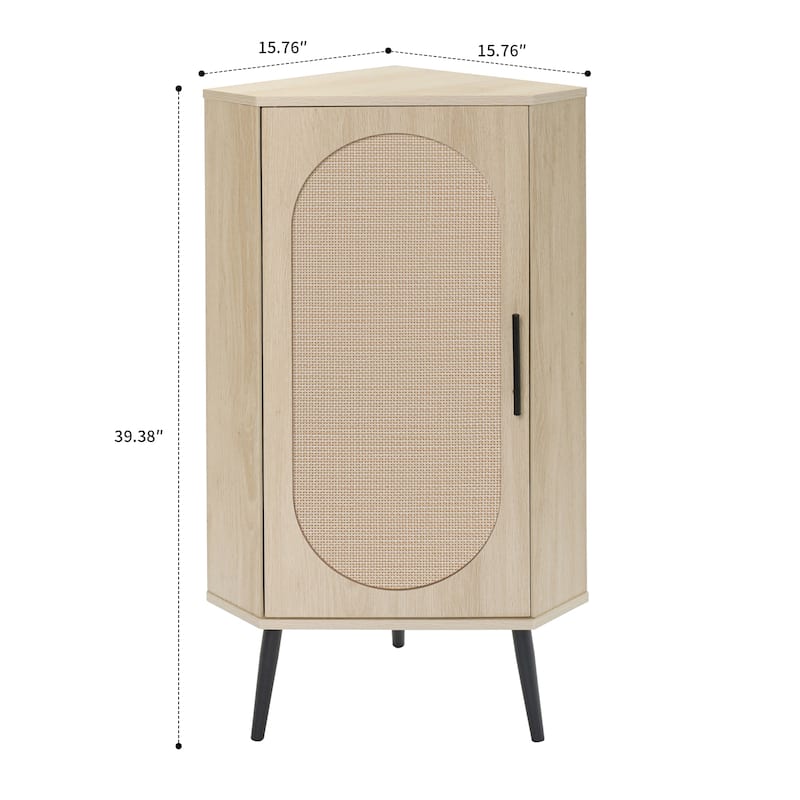 Modern Style Corner Storage Cabinet with Adjustable Shelves and Anti-tilt Device, Metal legs
