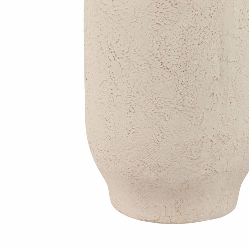 Pottery Mango Wood Vase Textured Surface and Removable Beaded Accent