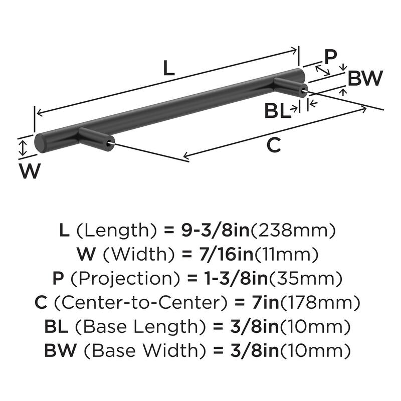 Miseno MCP3700 Springfield 7" Center to Center Bar Cabinet Pull