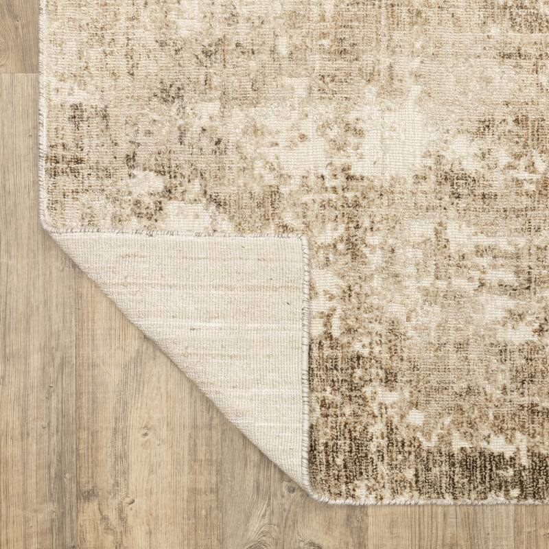 Somerset Textured Abstract Brown/ Beige Hand-made Wood Blend Area Rug
