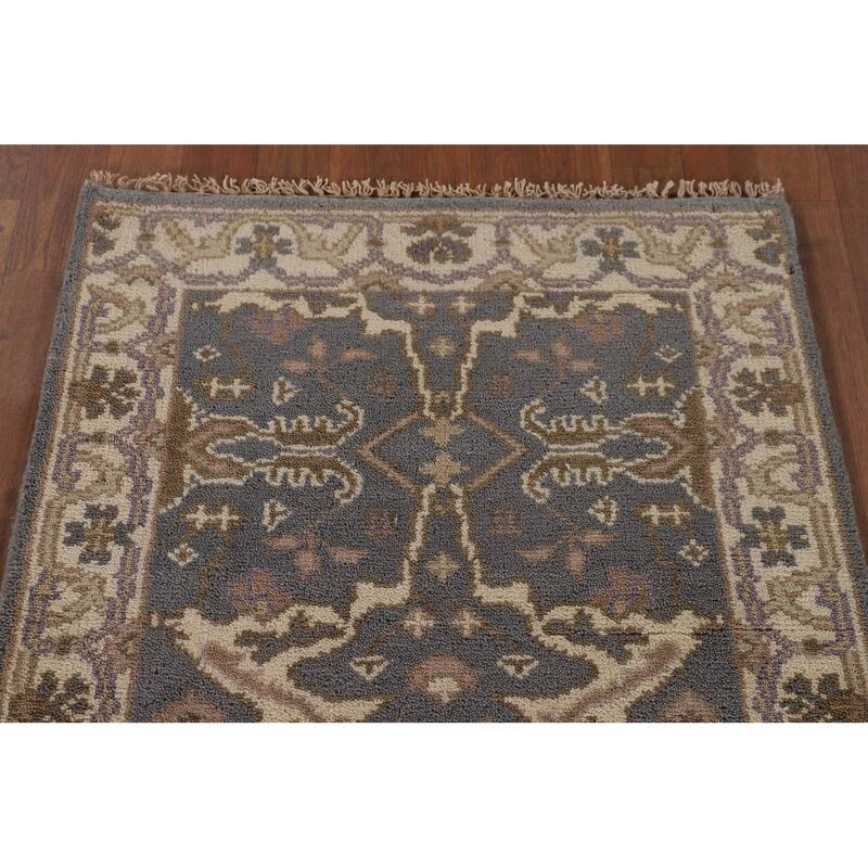 Gray Oushak Oriental Accent Rug Handmade Wool Carpet - 2'7"x 6'1"