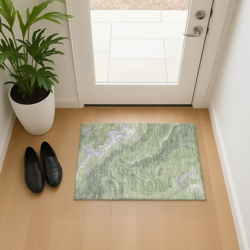 Premium Washable Super Soft Abstract Mayfield Rug - Aloe - 1'8" x 2'6"
