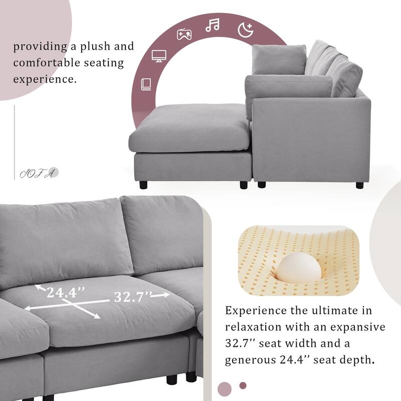 Modern L Shaped Upholstery Sectional Sofa Couch with Reversible Chaise for Living Room and Guest Room