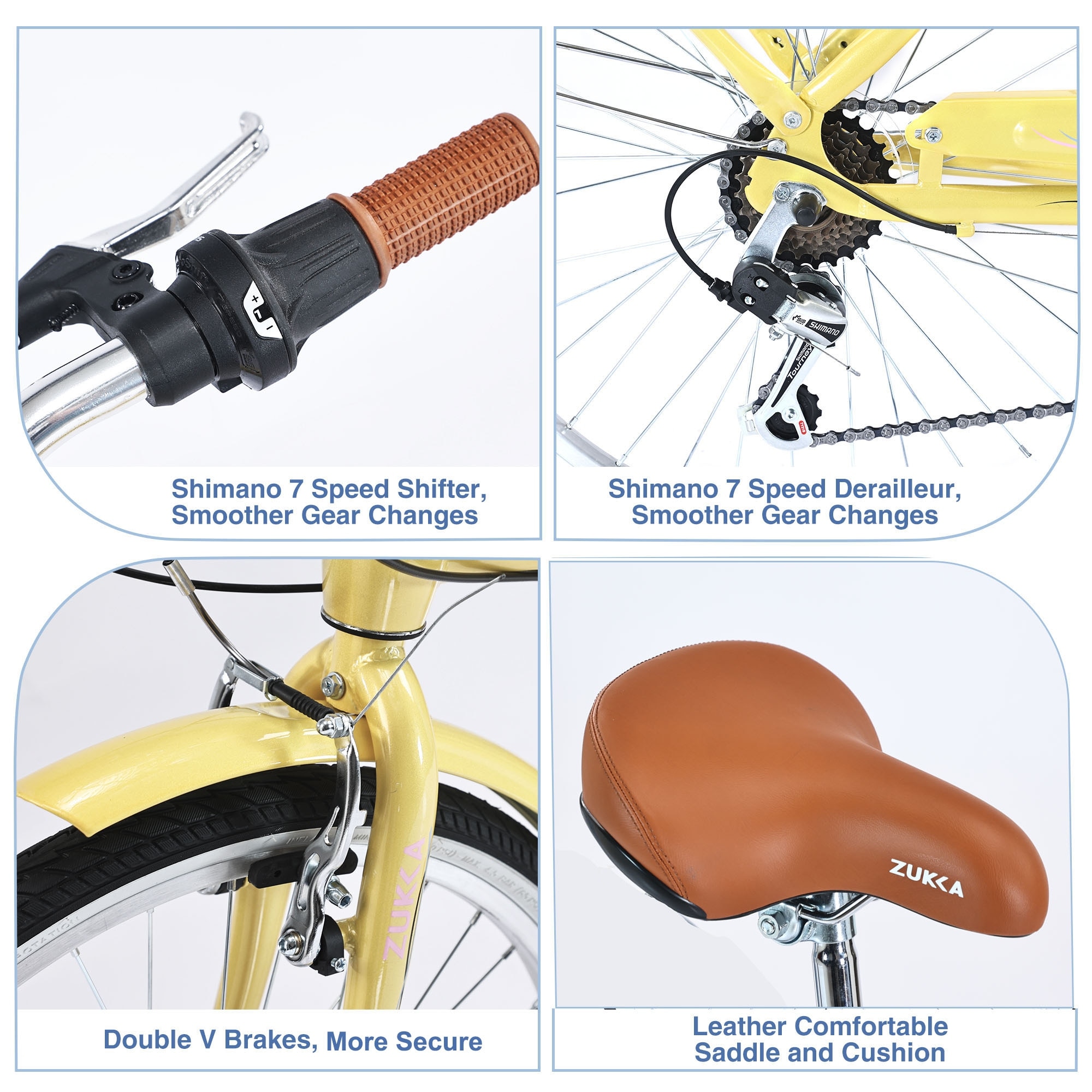 7 Speed,Steel Frame, Multiple Colors 24 Inch Ladies Bicycle