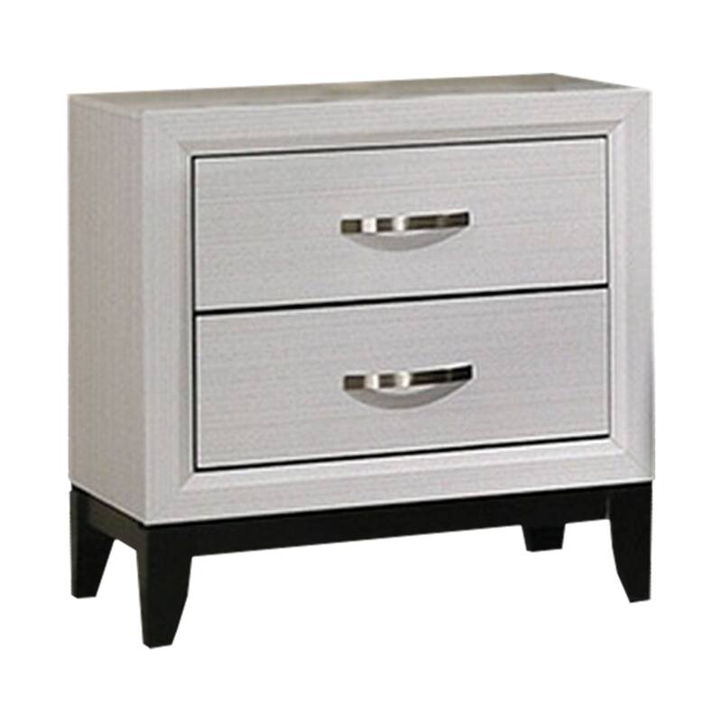 White/Black 2 Drawer 23.5 in. W Nightstand with Sturdy Hardware and Ample Storage