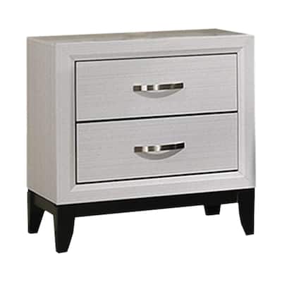 White/Black 2 Drawer 23.5 in. W Nightstand with Sturdy Hardware and Ample Storage
