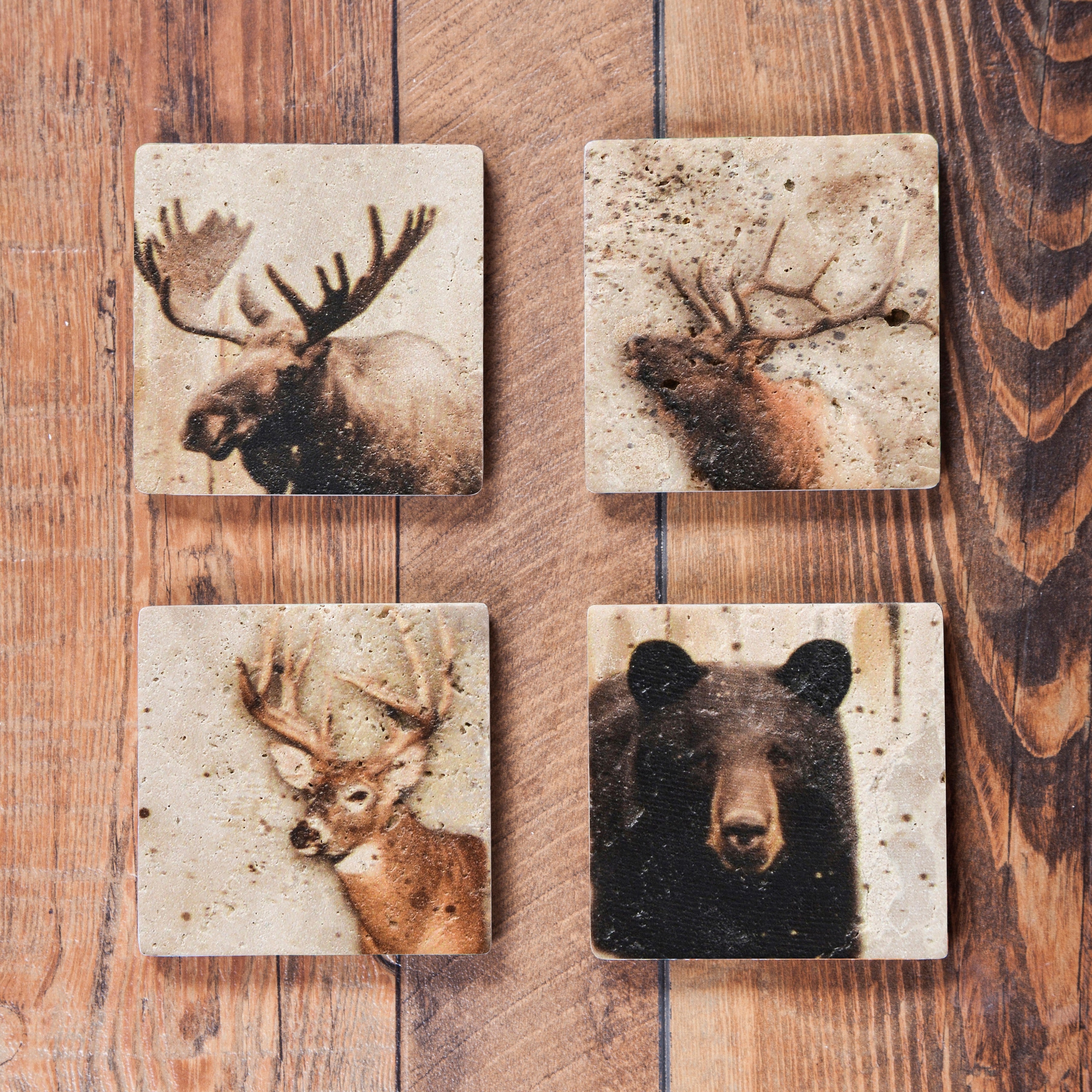 Paseo Road by Hiend Accents Lodge Animal Coaster Set, 4" x 4", 4PC