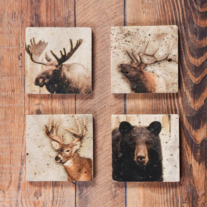 Paseo Road by Hiend Accents Lodge Animal Coaster Set, 4" x 4", 4PC