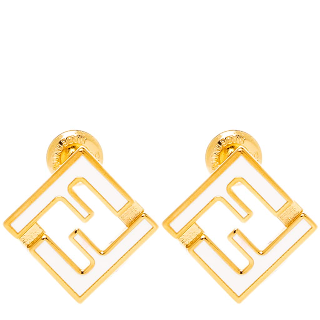 Fendi Forever Earrings in Enamel - Gold and White