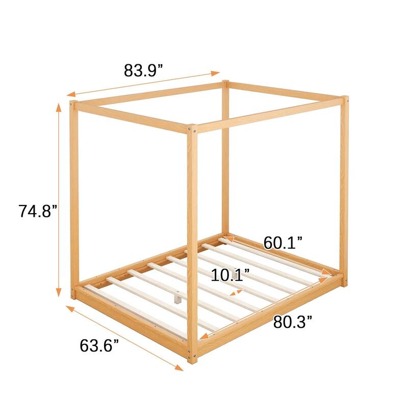 Merax Canopy Platform Bed with Support Legs