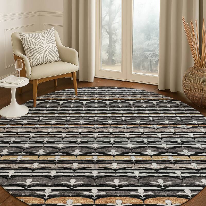 Machine Washable Indoor/ Outdoor Stripe Bramlage Chantille Rug
