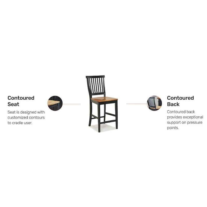 24 inch Black and Distressed Oak Bar Stool by Homestyles