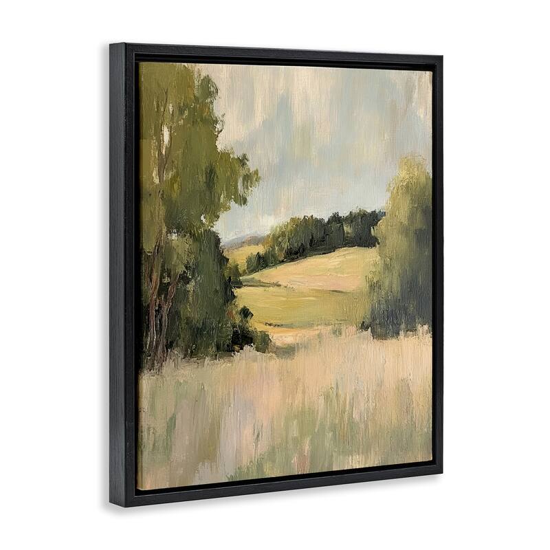 Stupell Painterly Green Valley View Framed Floater Canvas Wall Art Design By Petal Prints Design