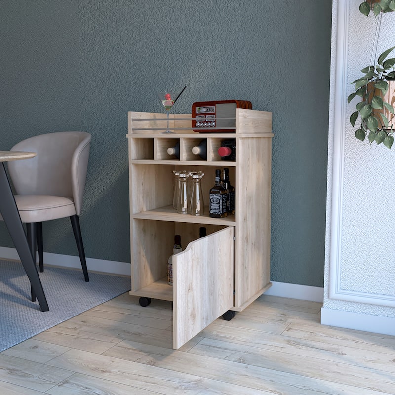 Macadamia 1-Door Bar Cart - Yellow