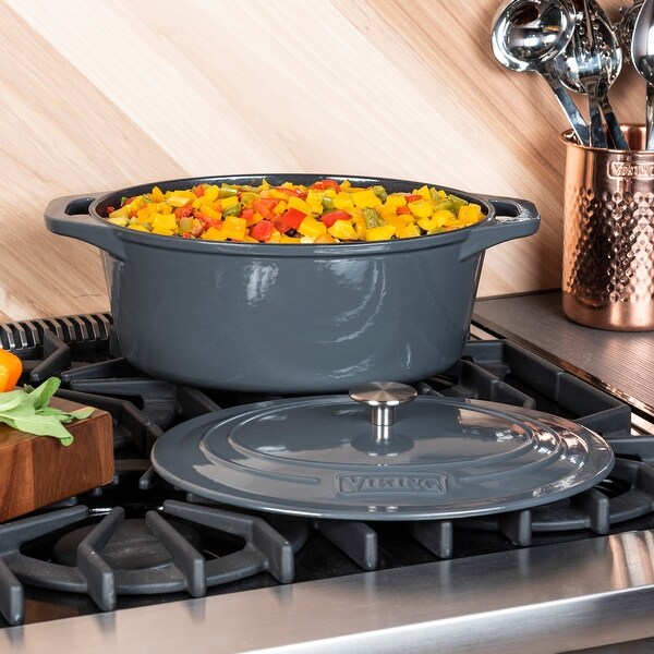 Viking Cast Iron 7-Quart Oval Roaster-Gray - Bed Bath & Beyond