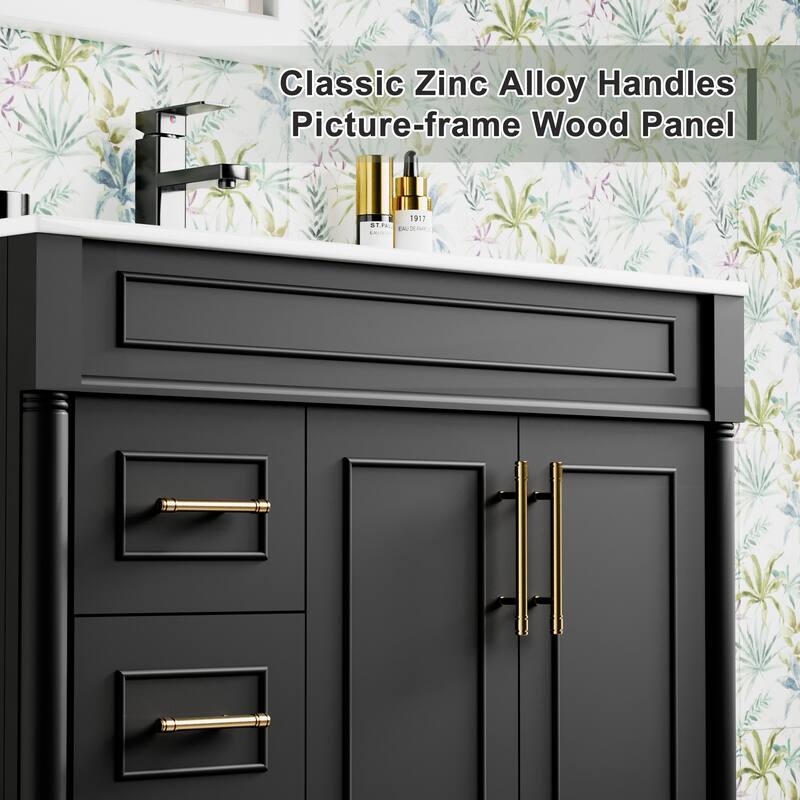 24"/30"/36" Retro Bathroom Vanity W/ Drop in Sink Combo Cabinet Set