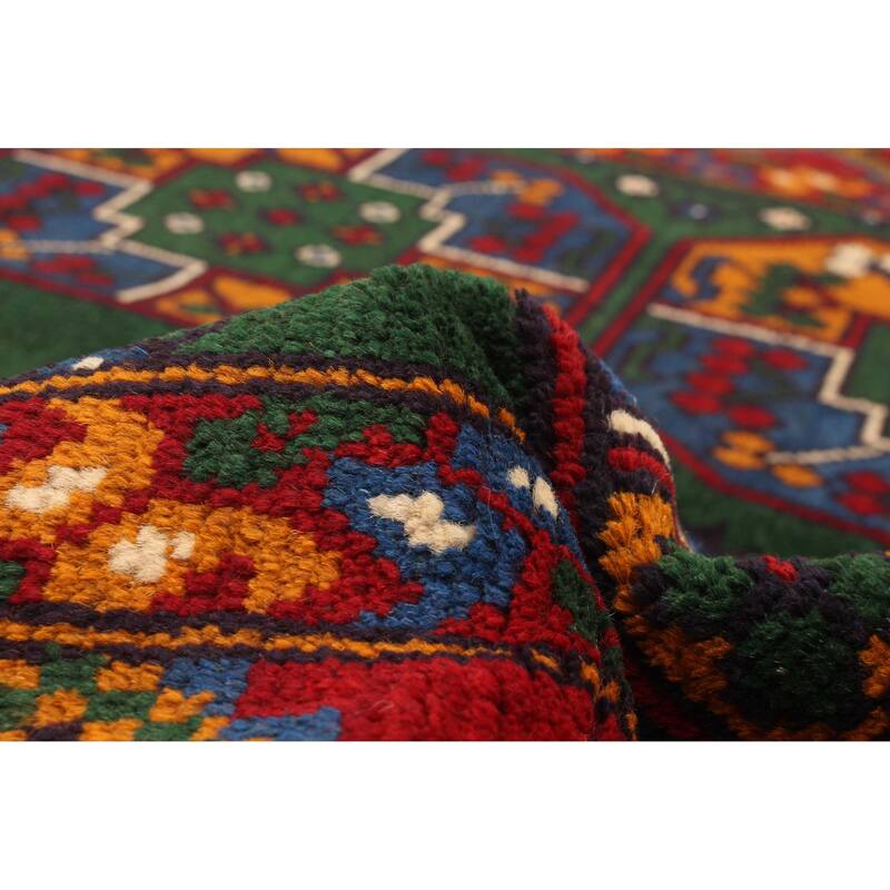 ECARPETGALLERY Hand-knotted Afghan Green Wool Rug - 4'11 x 6'6