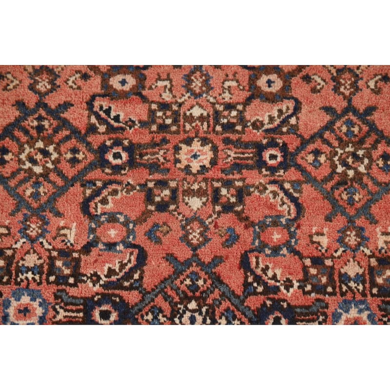 All-Over Geometric Hamedan Persian Runner Rug Handmade Wool Carpet - 2'8" x 9'9"