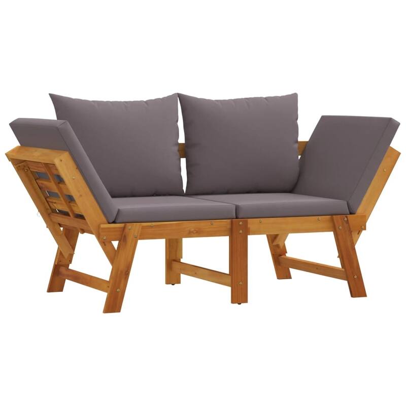vidaXL Patio Bench with Cushions 2-in-1 Outdoor Seating Solid Wood Acacia